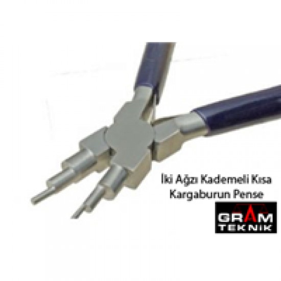 İki Ağzı Kademeli Kısa Kargaburun Pense İki Ağzı Kademeli Kısa Kargaburun Pense